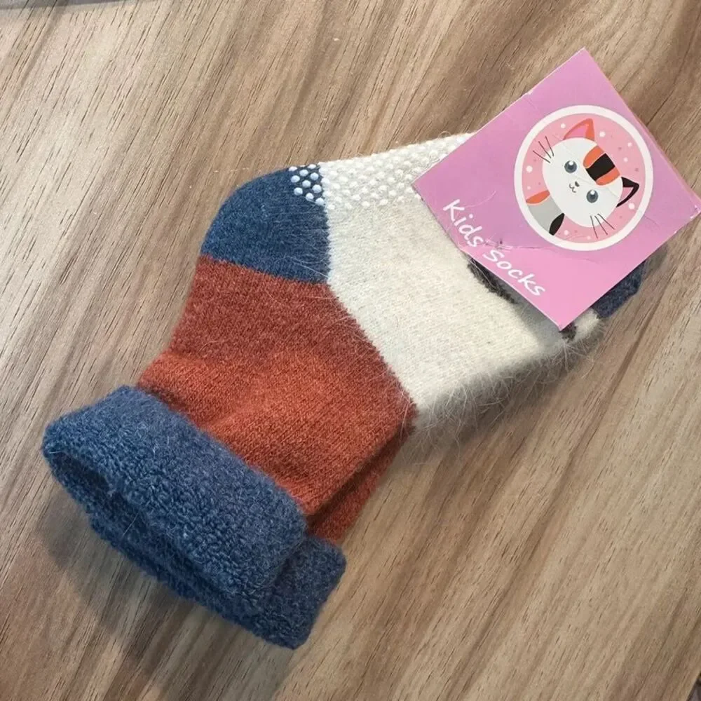 Kids Wool Blend Winter Socks Non Slip Gripper Toddler Little Kid Warm New